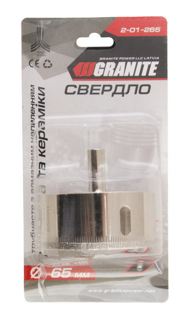 Сверло для стекла и керамики GRANITE трубчатое с алмазным напылением 65 мм 2-01-265 Харків - зображення 2