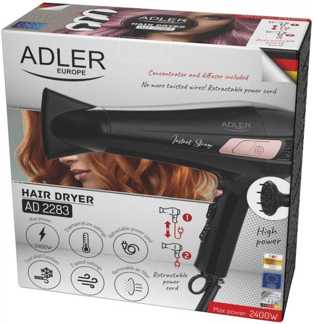 Фен Adler AD 2283 2400 Вт черный Киев - изображение 9