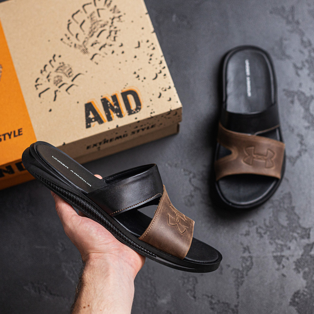 Мужские кожаные  летние шлепанцы-сланцы Under Armour Київ - зображення 8