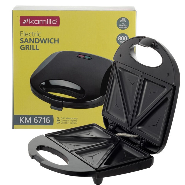 Бутербродница Kamille КМ-6716 800 Вт черная Київ - зображення 7