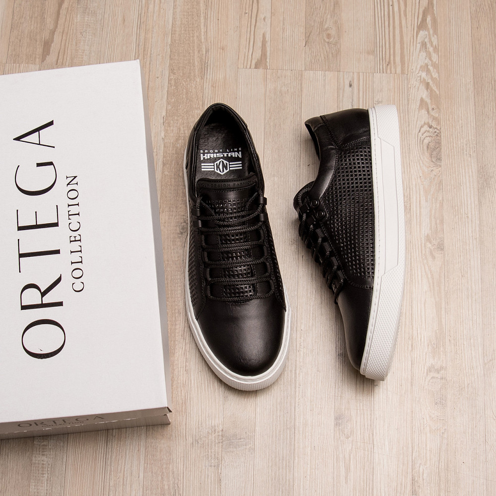 Мужские летние кожаные кеды Kristan перфорация Київ - зображення 10