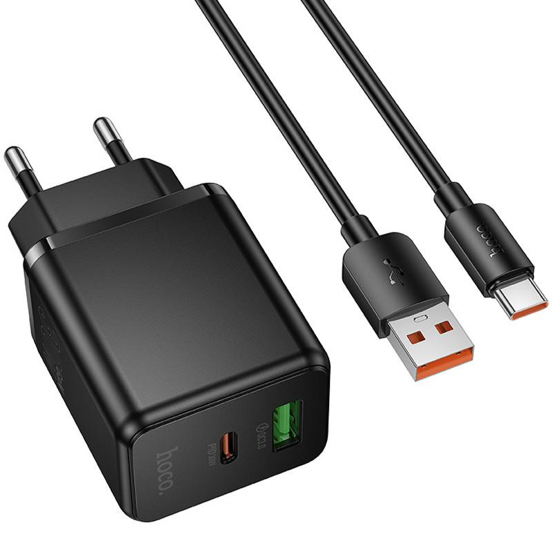 СЗУ Hoco C157A Smart PD30W+QC3.0 (1USB-A/1C) + кабель USB to Type-C Херсон - изображение 3