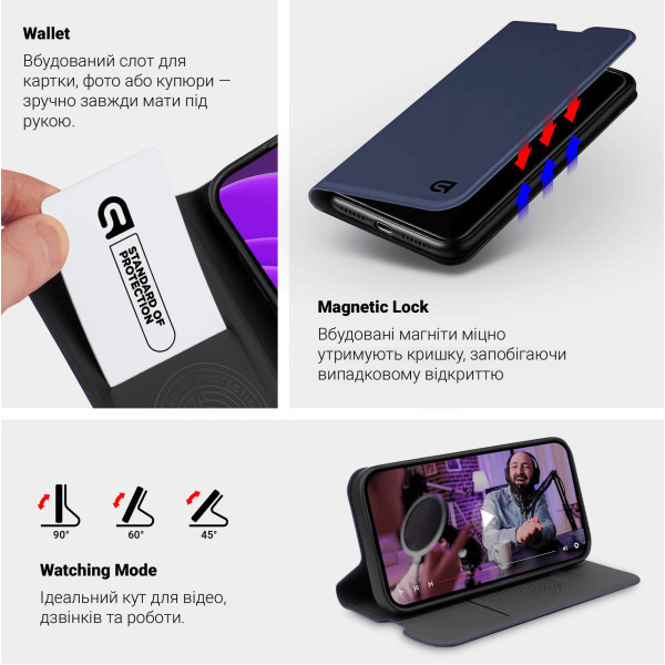 Чохол-книжка ArmorStandart OneFold для Xiaomi Redmi Note 17 4G/17 5G Dark Blue (ARM93457) Харків - зображення 4