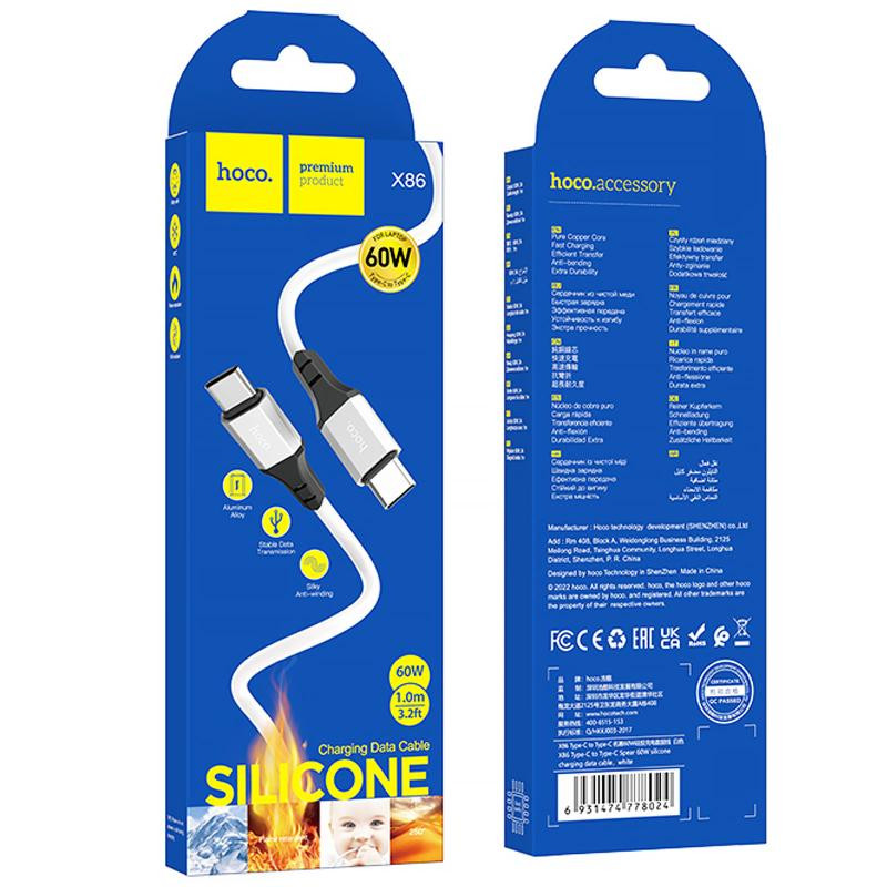Дата кабель Hoco X86 Spear Type-C to Type-C 60W (1m) Херсон - изображение 4
