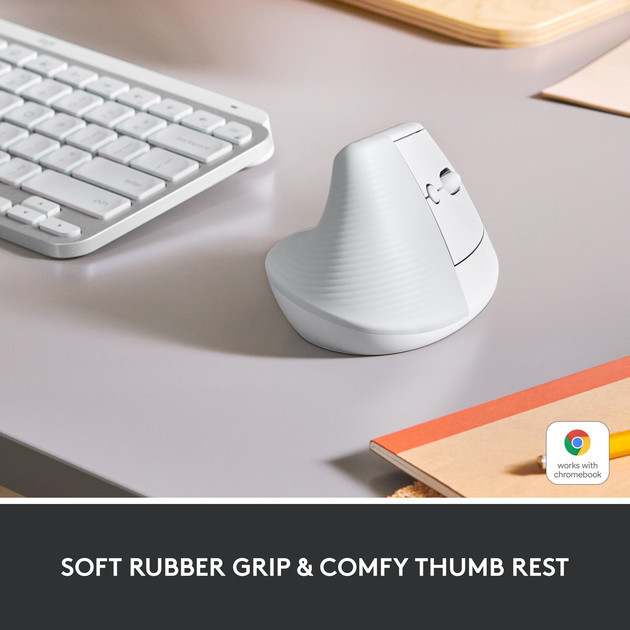 Мышь компьютерная безпроводная Logitech Lift Vertical Ergonomic Mouse Off-White L910-006475 белая Киев - изображение 2