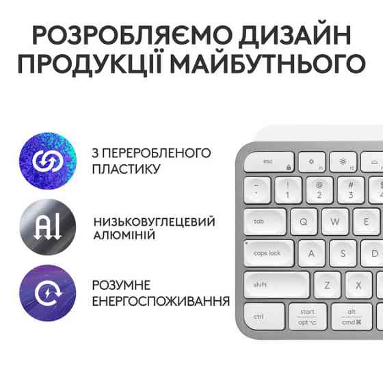 Клавиатура компьютерная безпроводная Logitech MX Keys S Pale Grey UA L920-011588 серая Киев