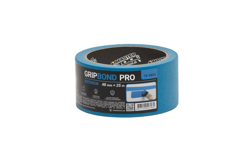 Лента малярная для фасадных работ MASTERTOOL GripBond Pro Exterior 48 мм×25 м синяя 79-9893 Харків - зображення 2