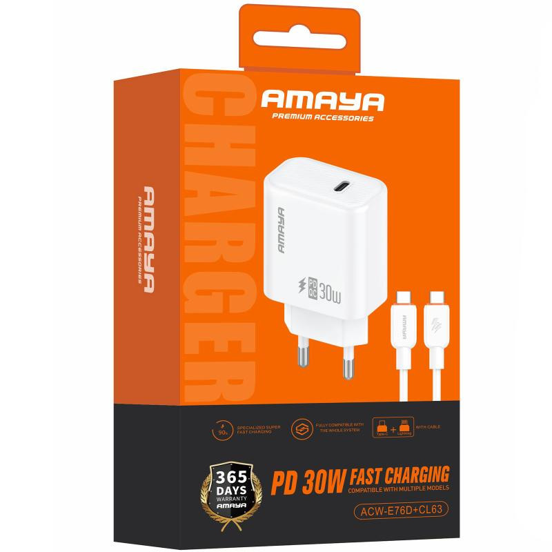 СЗУ Amaya E76D PD30W (1USB-C) + кабель Type-C to Type-C Херсон - зображення 2