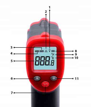 Бесконтактный инфракрасный термометр (пирометр)  -50-600°C, 12:1, EMS=0,95 WINTACT WT319B Харків