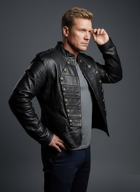 Мужская байкерская куртка с латунной фурнитурой Київ - зображення 2