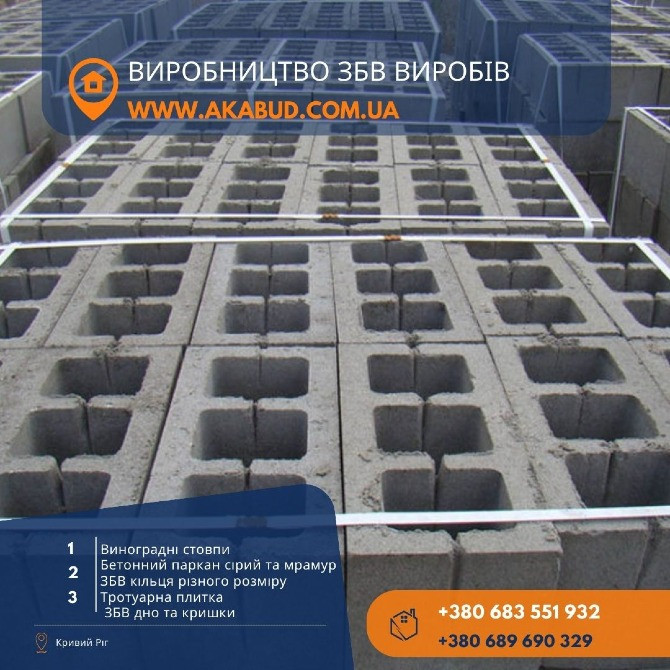 Залізобетонні вироби, кільця, європаркан, плитка. Виробник Кривой Рог - изображение 4