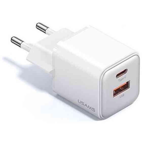 Мережевий зарядний пристрій Usams US-CC189 double USB-A/USB-C QC&PD3.0 30W 3A White (Код товару:3680 Харків