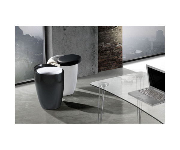 Пуф Марі пластиковий білий з чорною подушкою Дніпро - зображення 3