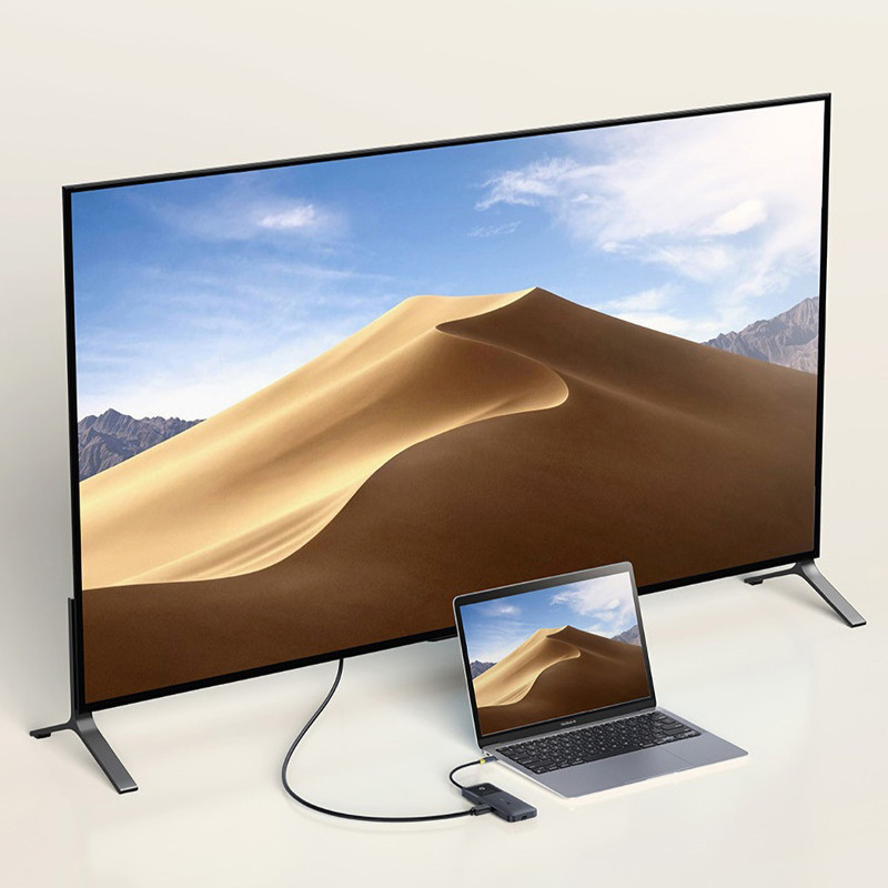 Переходник HUB Baseus OS Dual Fast Charging 6in1 (Type-C to HDMI4K@60Hz+2xUSB-A+3xUSB-C) (B0007090) Херсон - зображення 4