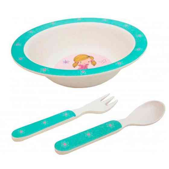 Дитячий набір посуду Fissman Модниця PT-8349-3 3 предмета бірюзовий Київ