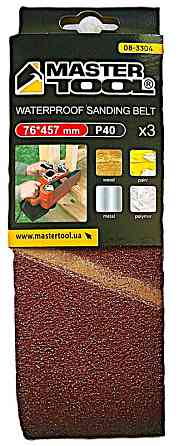 Лента шлифовальная MASTERTOOL зерно 40 76×457 мм 3 шт 08-3304 Харків