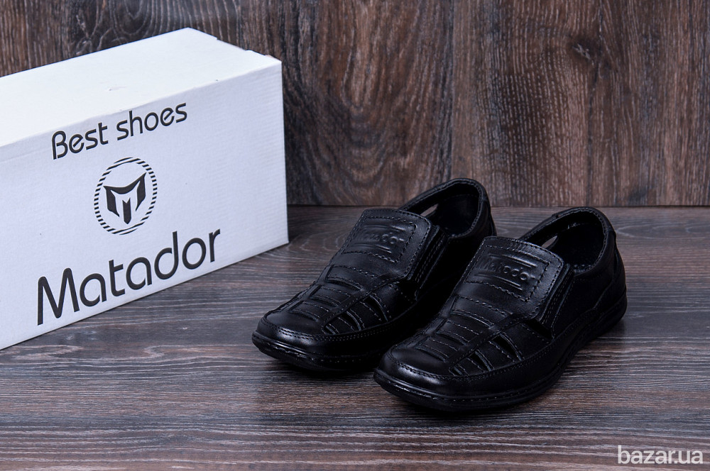 Мужские кожаные летние туфли Matador Black Киев - изображение 8