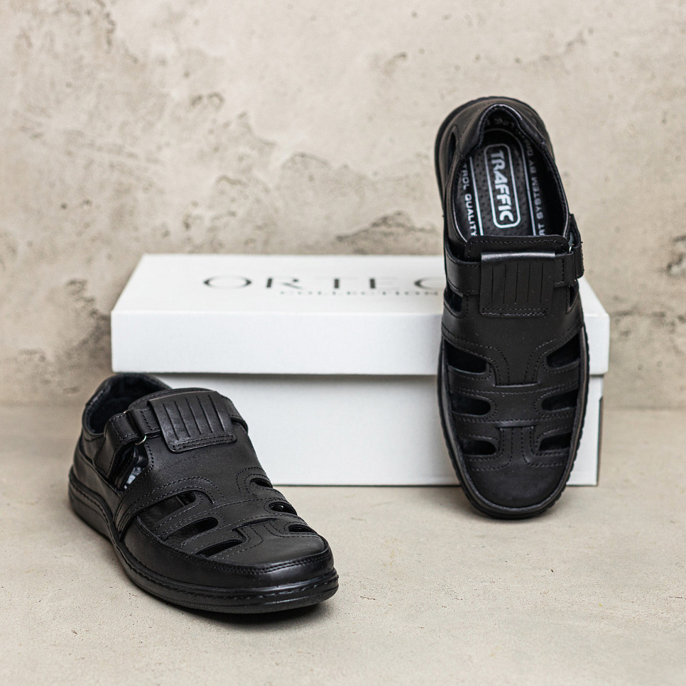 Мужские кожаные летние туфли Comfort Leather black Київ - зображення 11