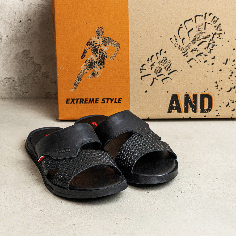 Мужские кожаные  летние шлепанцы-сланцы Levis Київ - зображення 8