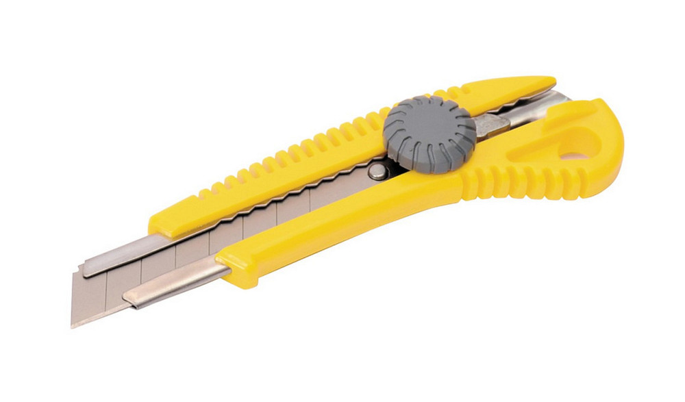 Нож строительный MASTERTOOL с отломным лезвием 18 мм ABS пластик металлическая направляющая винтовой Харків - зображення 1