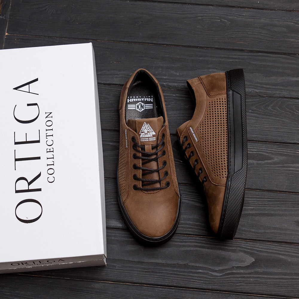 Мужские летние кожаные кеды Kristan перфорация Київ - зображення 8