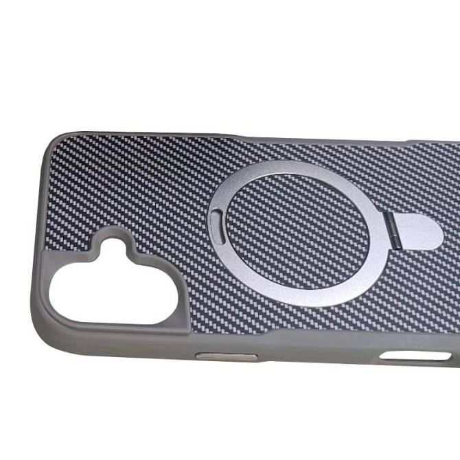 TPU+PC чехол Metal Buttons with MagSafe Carbon Ring для Apple iPhone 16 (6.1") Херсон - зображення 2