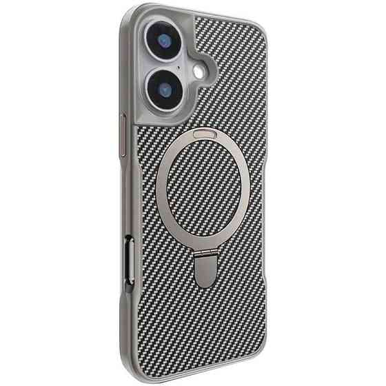 TPU+PC чехол Metal Buttons with MagSafe Carbon Ring для Apple iPhone 16 (6.1") Херсон