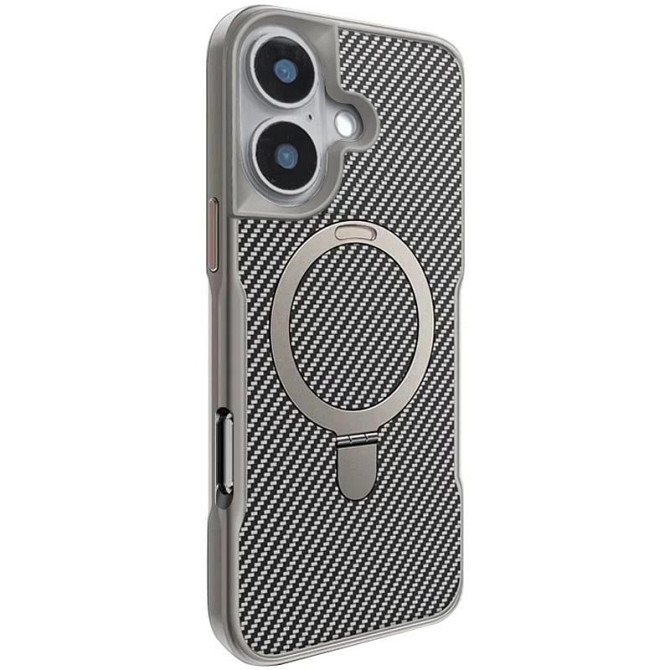 TPU+PC чехол Metal Buttons with MagSafe Carbon Ring для Apple iPhone 16 (6.1") Херсон - зображення 1