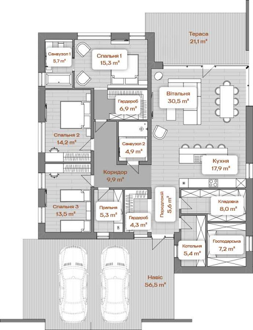 продажа 3-к коттедж Обуховский, Подгорцы, 338131 $  - зображення 4