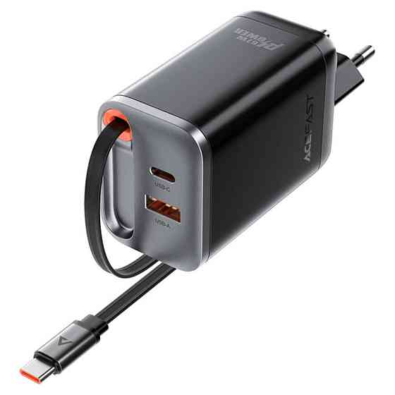 СЗУ Acefast A111 GaN PD67W+QC3.0 (1USB-A/1C) + Retractable Cable Type-C Херсон