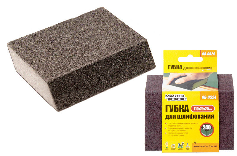 Губка для шлифования MASTERTOOL РОМБ Р240 110х75х25 мм 08-0524 Харьков - изображение 1