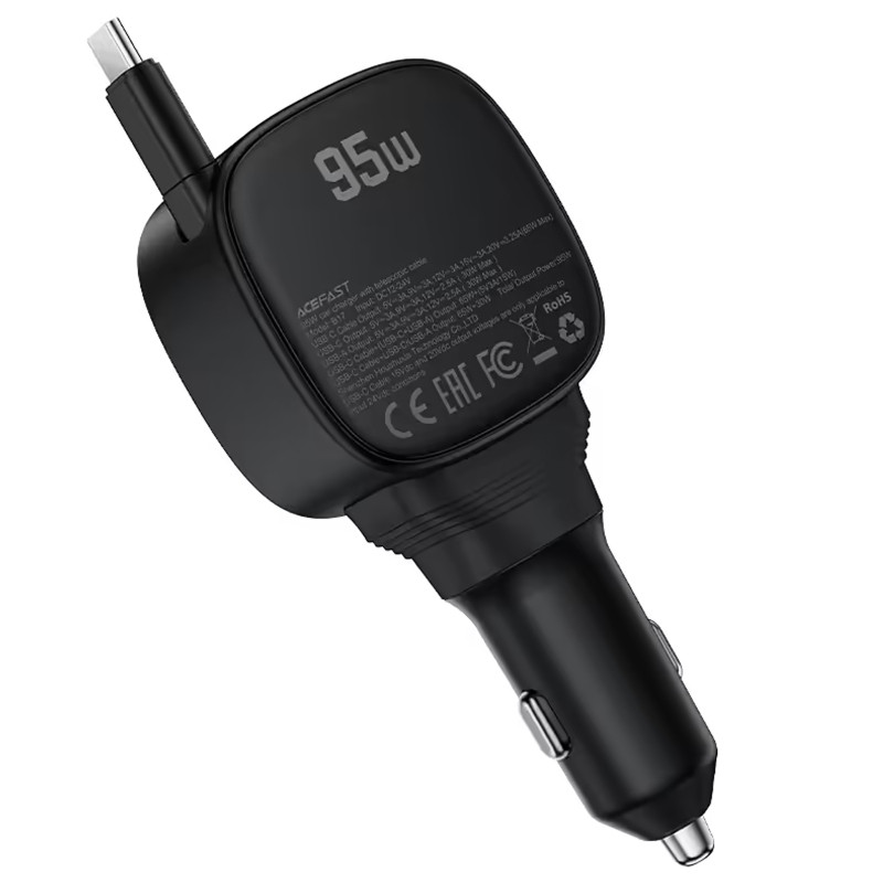 АЗУ Acefast B17 PD30W+QC3.0 total 95W (1USB-A/1C) with retractable cable Type-C Херсон - изображение 3