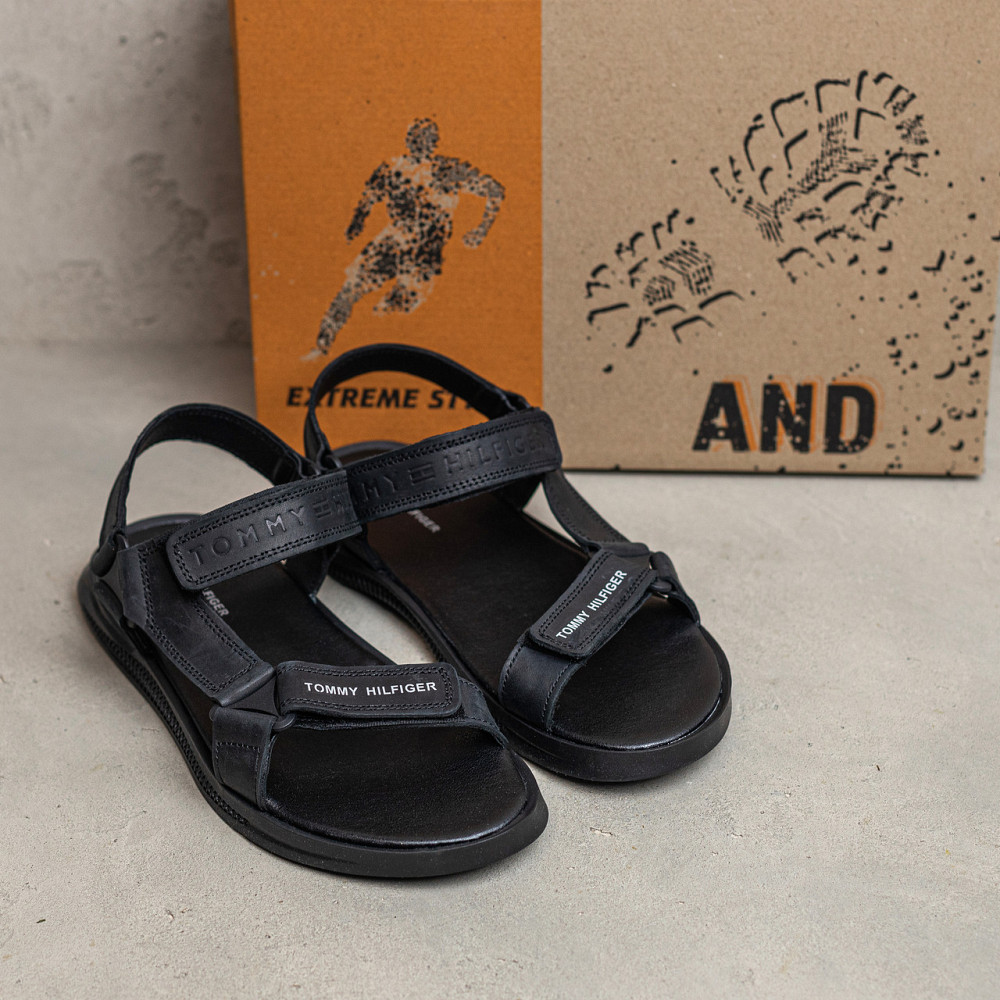 Мужские кожаные сандалии Tommy Hilfiger Black Киев - изображение 9