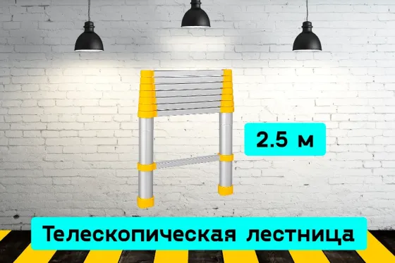 Лестница телескопическая 2.5 м аренда инструмента Кривий Ріг