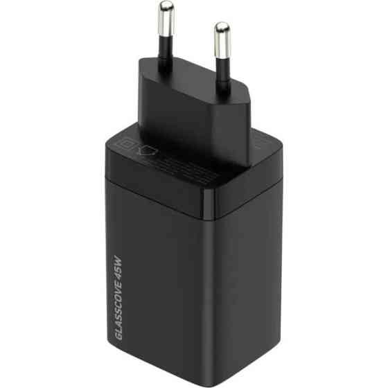 Мережевий зарядний пристрій Glasscove 45W GaN USB+Type C Black (TC-090CA) Харків