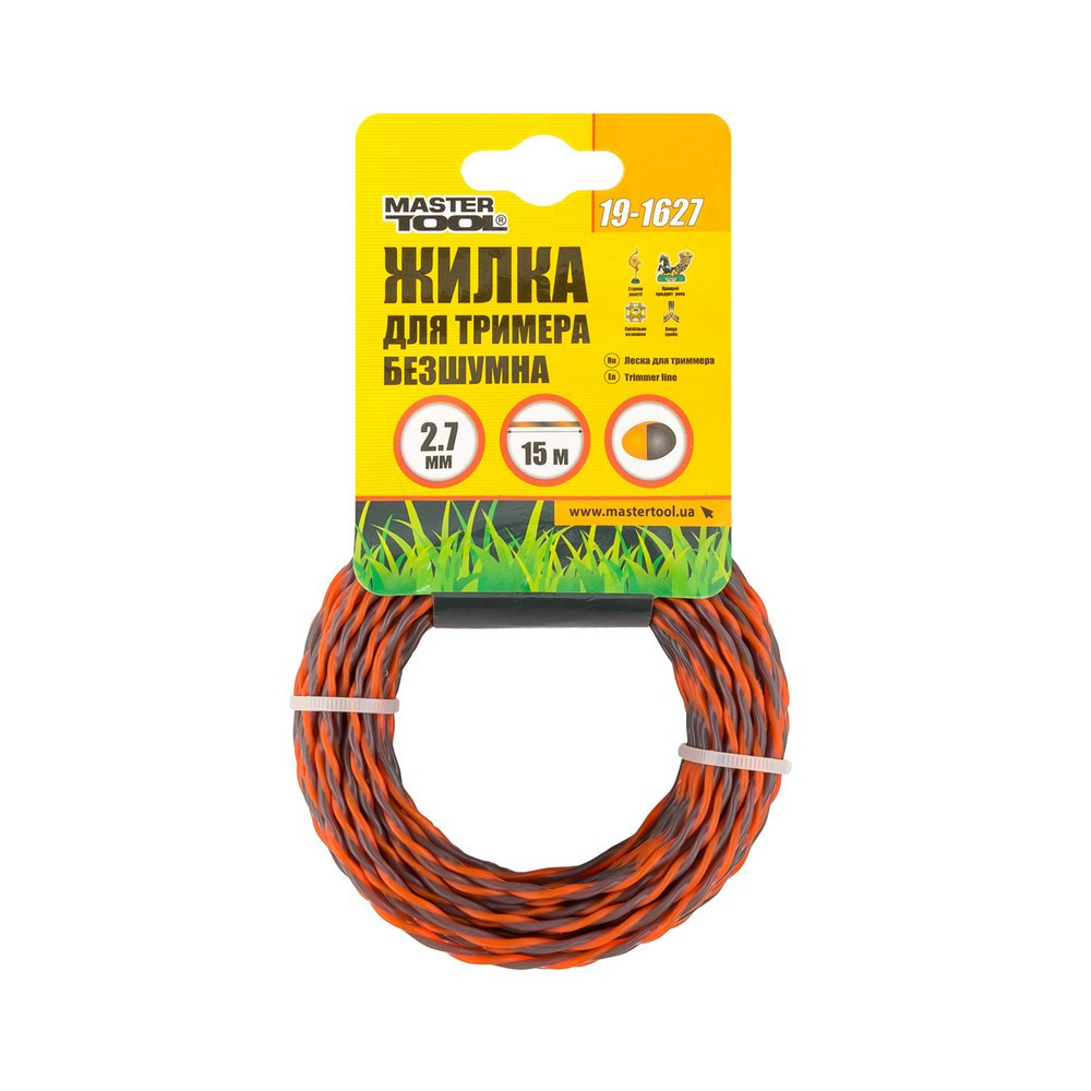 Леска для триммера бесшумная MASTERTOOL SPIRAL 2.70 мм 15 м двухцветная 19-1627 Харків - зображення 2