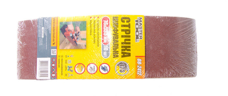 Лента шлифовальная MASTERTOOL зерно 120 76х533 мм 10 шт 08-2412 Харків - зображення 1