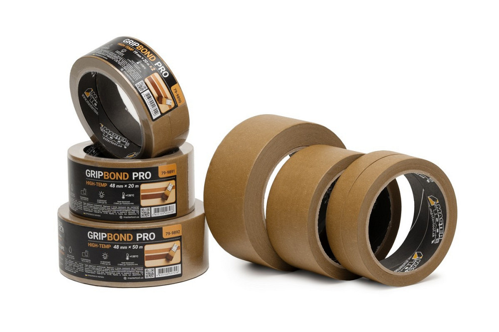 Лента малярная высокотемпературная MASTERTOOL GripBond Pro High-Temp 48 мм×20 м коричневая 79-9891 Харьков - изображение 4
