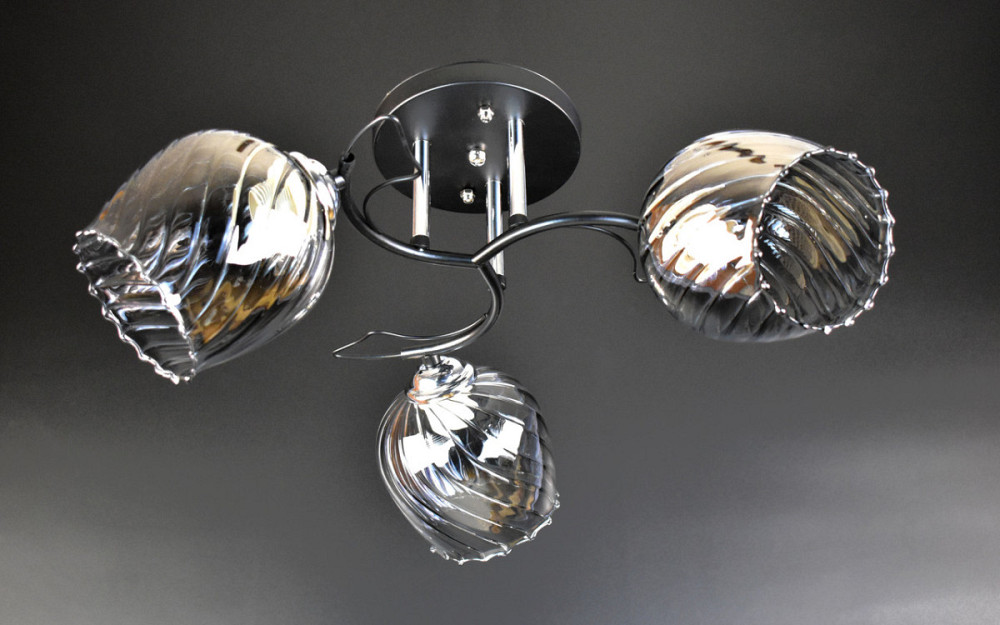 Люстра стельова на 3 лампочки 7367C/3-bk Чорний 23х50х50 см. Киев - изображение 1