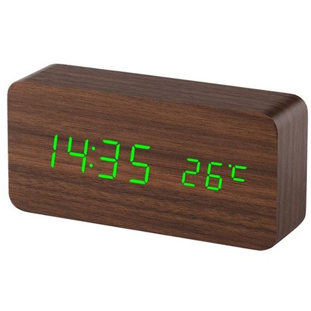 Електронний годинник з датчиком температури, будильник, живлення від USB. Колір: коричнев Львов - изображение 1