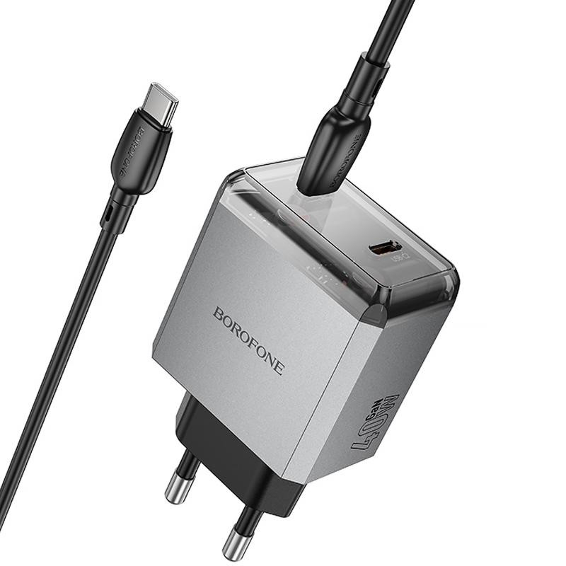СЗУ Borofone BN21 Lena PD40W+QC3.0 (2USB-C) + кабель Type-C to Type-C Херсон - изображение 3