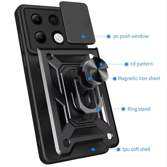 Чехол Ummi Camshield Serge Ring для Xiaomi Redmi Note 13 Pro 4G / 14s / Poco M6 Pro 4G Херсон - изображение 2