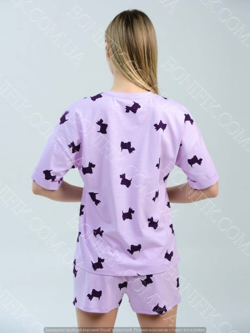 Женская пижама с собачками "Lavender Puppies" (футболка+шорты) (12062) (арт. 1407) Кривий Ріг - зображення 2