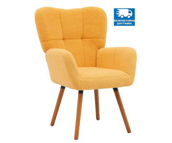 Крісло Флор тканина жовта букле тедді Днепр - изображение 1