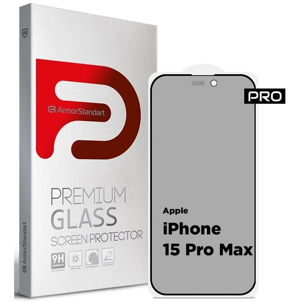 Захисне скло ArmorStandart Pro Anti-spy Matte для Apple iPhone 15 Pro Max Black (ARM73172) (Код това Харків - зображення 1