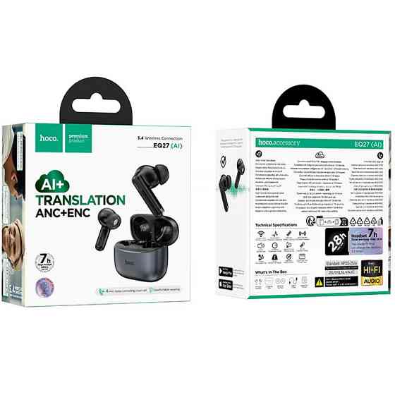Беспроводные TWS наушники Hoco EQ27 Fun ANC+ENC+smart AI translation Херсон