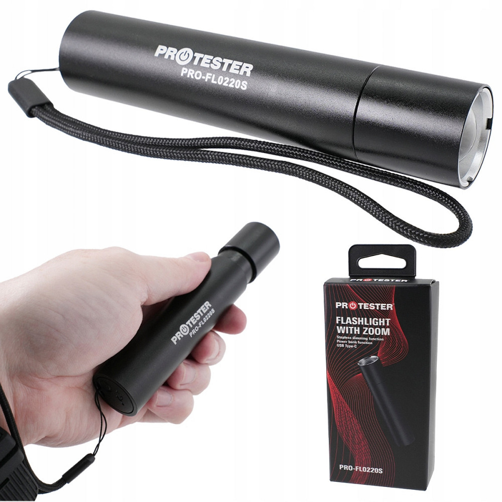 Фонарик светодиодный (LED) ZOOM (+функция Powerbank)  PROTESTER PRO-FL0220S Харків - зображення 6