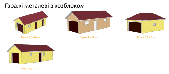 Гаражі з профлиста під ключ — виготовлення та монтаж від виробника Кривой Рог