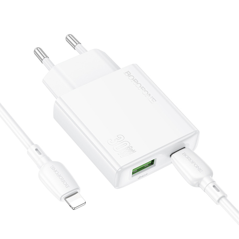 СЗУ Borofone BN25 Wish PD30W+QC3.0 (1USB-A/1C) + кабель Type-C to Lightning Херсон - зображення 4