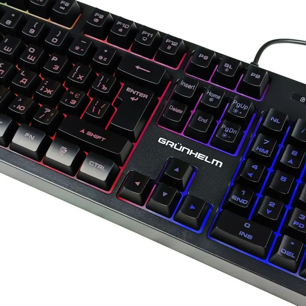 Клавиатура компьютерная проводная игровая Grunhelm KB-610WD 1.5 м черная Київ - зображення 3
